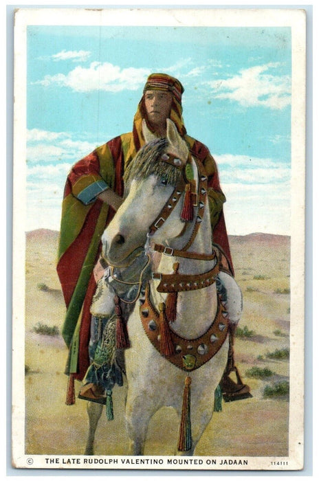 1930 The Late Rudolph Valentino Mounted On Jadaan Pomon California CA Postcard