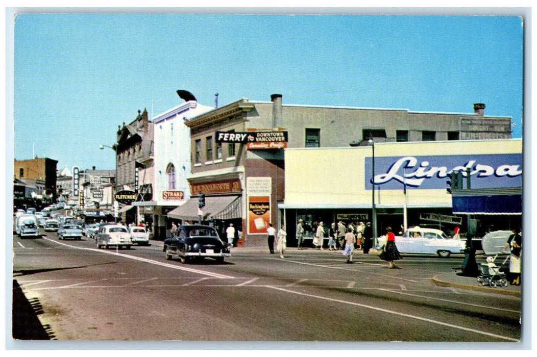 c1950's Ferry Commercial Street Nanaimo Vancouver Island BC Canada Postcard