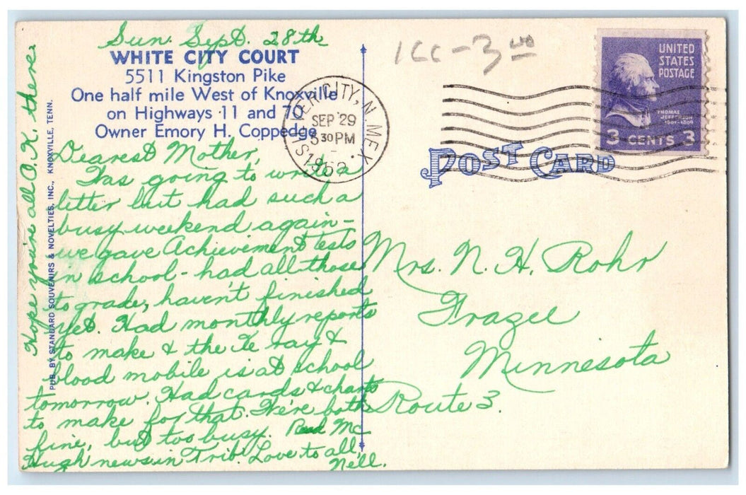 1952 White City Court Kingston Pike Knoxville Tennessee TN Vintage Postcard