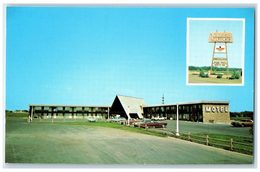 c1960's Thunderbird Lodge Motel Cars Mitchell South Dakota SD Vintage Postcard