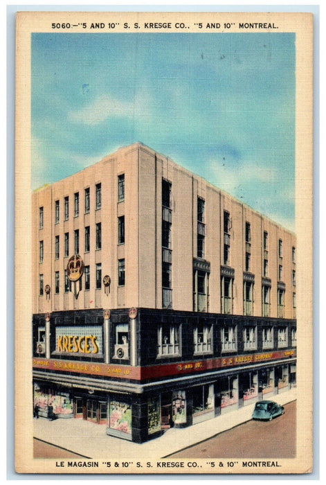 1943 Le Magasin 5 & 10 S.S. Kresge Co. 5 & 10 Montreal Quebec Canada Postcard