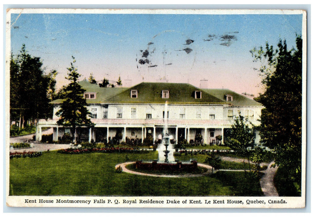 1930 Kent House Montmorency Falls Quebec Canada Fountain View Postcard