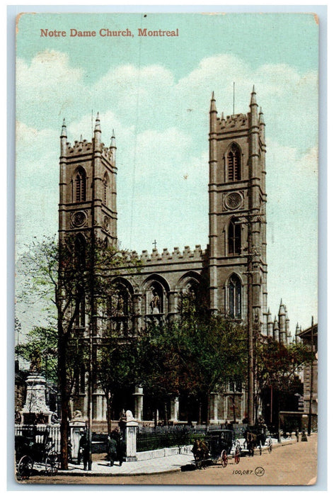 1912 Notre Dame Church Montreal Quebec Canada Antique Posted Postcard