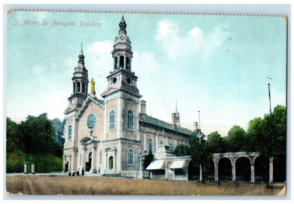 1910 Basilica Entrance View Ste. Anne de Beaupre Quebec Canada Postcard