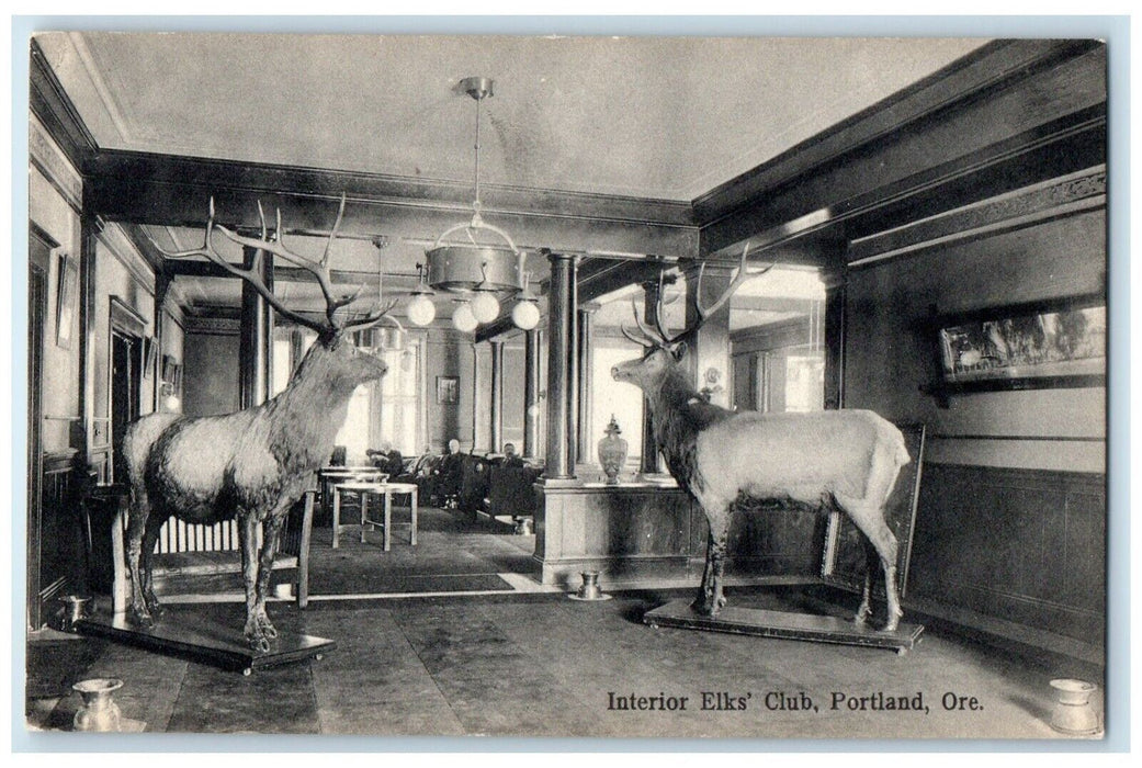 c1905 View Of Interior Elk's Club Portland Oregon OR Unposted Antique Postcard