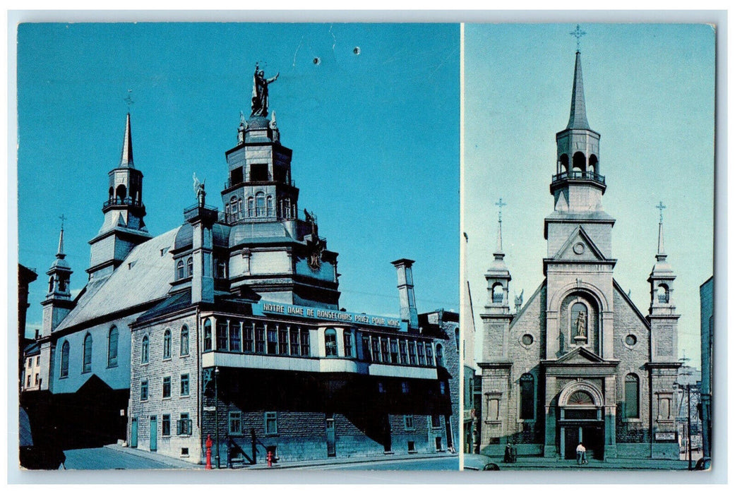 1966 Bonsecours Church Montreal Quebec Canada Multiview Posted Postcard