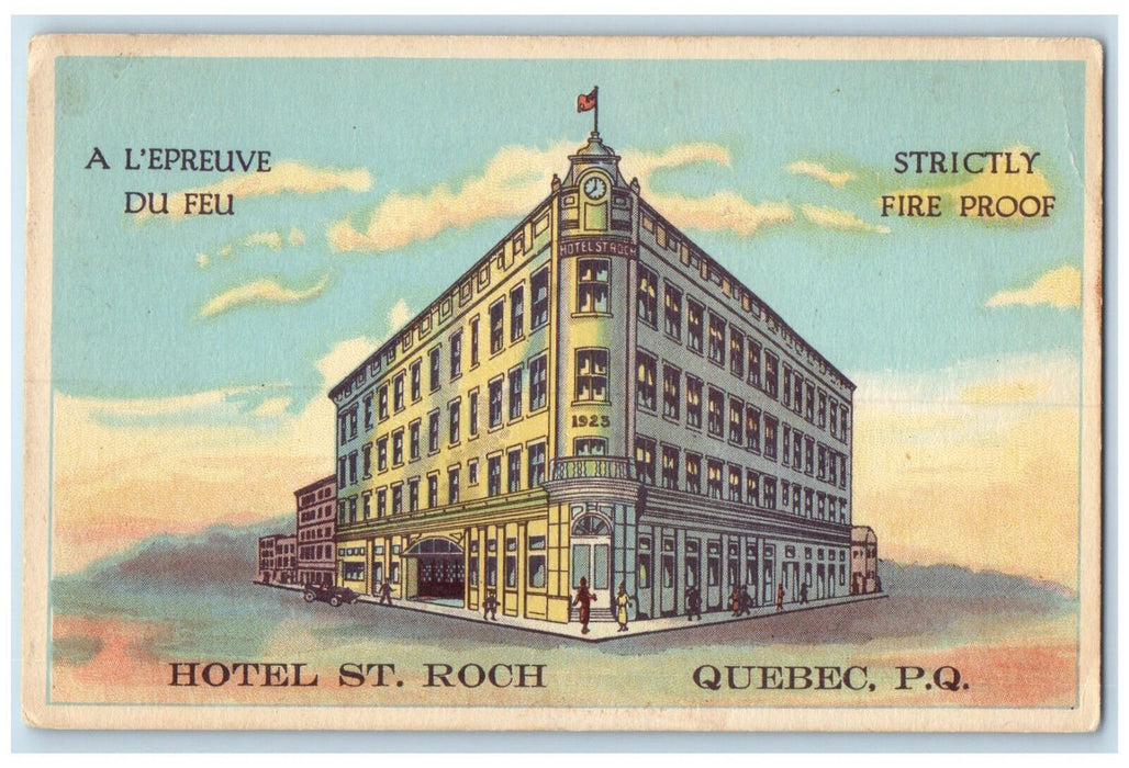 1937 Strictly Fireproof Hotel St. Roch Quebec City Quebec Canada Postcard