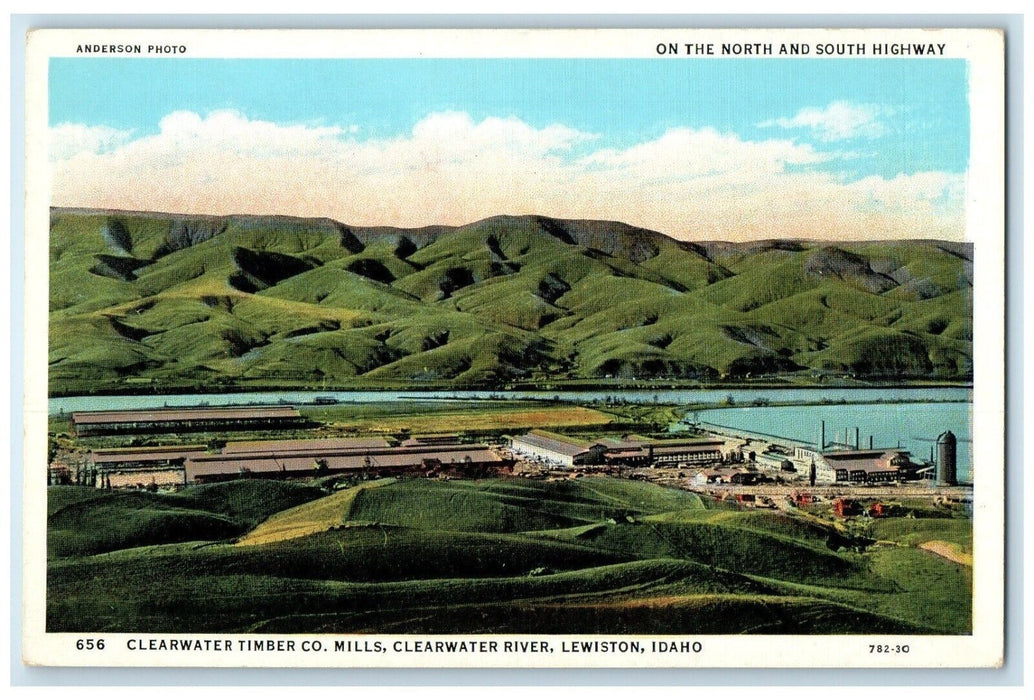 Clearwater Timber Co. Miles Clearwater River Lewiston Idaho ID Vintage Postcard