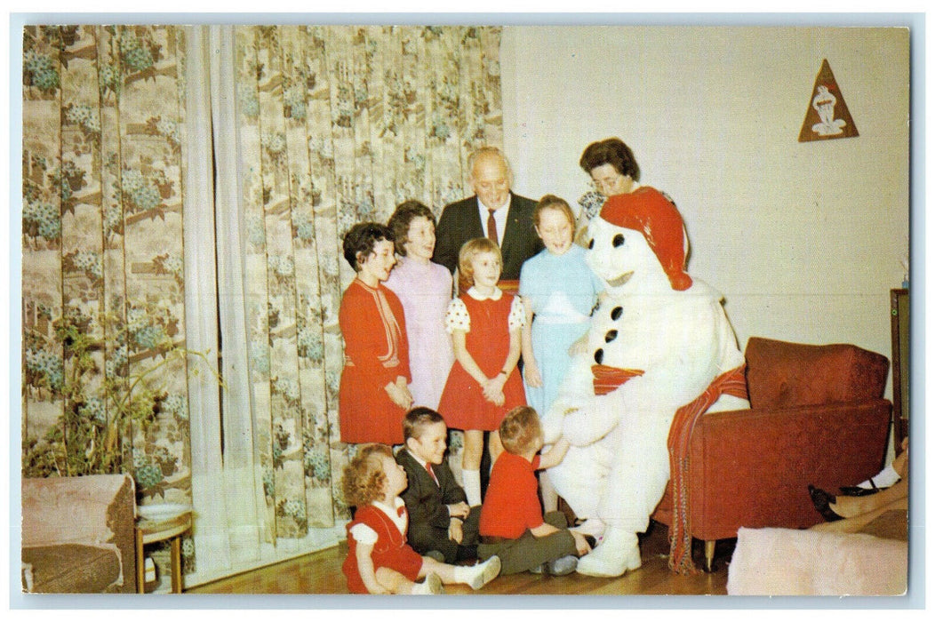 c1950's Carnaval De Quebec Canada Snowman with Family Vintage Unposted Postcard