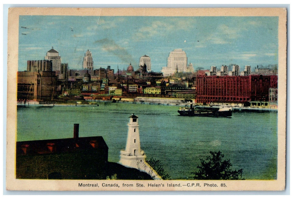 1938 Montreal Quebec Canada from Ste. Helen's Island CPR Posted Postcard