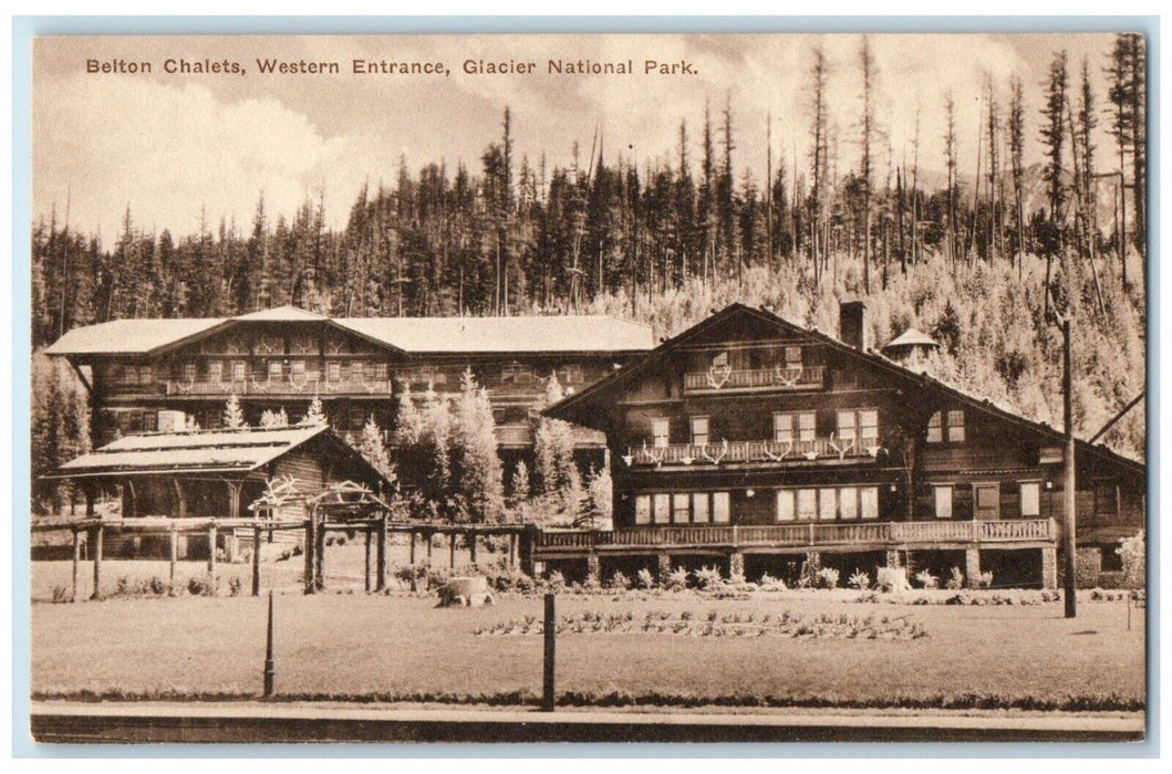 Beltos Chalets Western Entrance Glacier National Park Wyoming WY Postcard