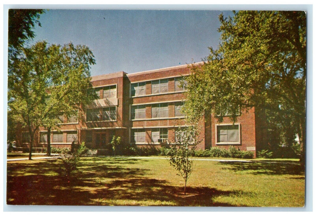 c1960 Annie Merner Pfeiffer Hall Kansas Wesleyan Exterior Salina Kansas Postcard