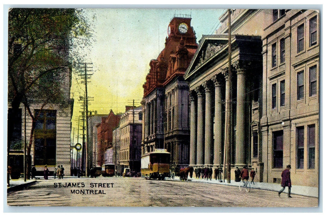 c1910 St. James Street Montreal Quebec Canada Antique Unposted Postcard