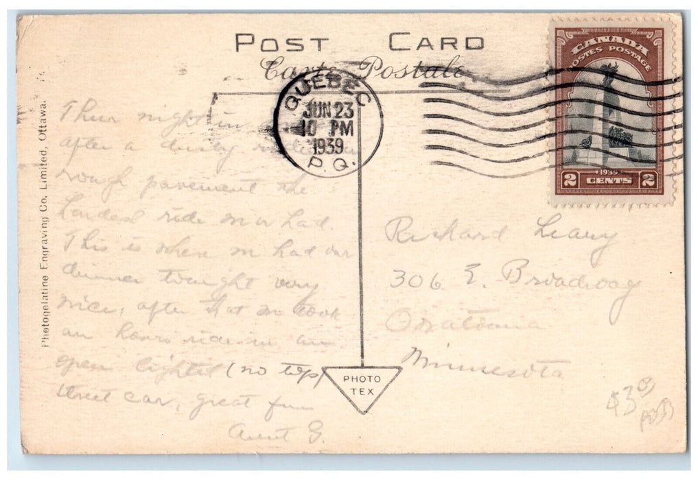 1939 Adams Motel and Restaurant Gaspe Quebec Canada Multiview Postcard
