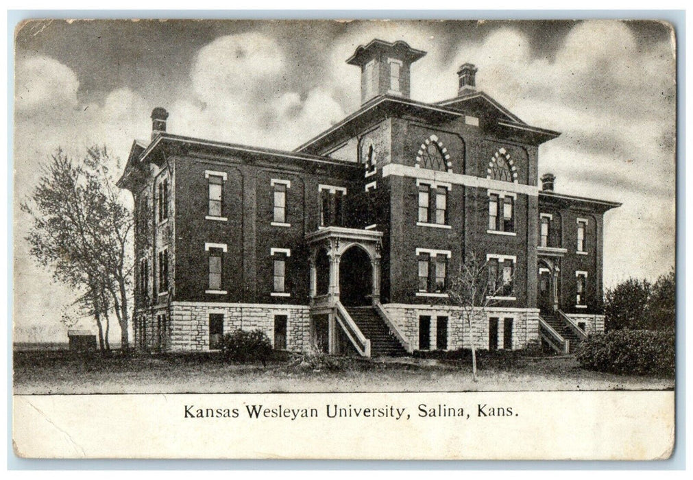 c1920 Kansas Wesleyan University Exterior Building Field Salina Kansas Postcard