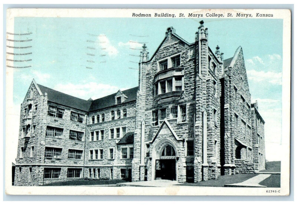 1950 Rodman Building St. Marys College Exterior Field St. Marys Kansas Postcard