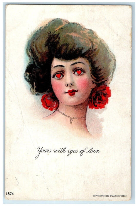 1907 Valentine Pretty Woman With Eyes Of Love Lakeside Minnesota MN Postcard