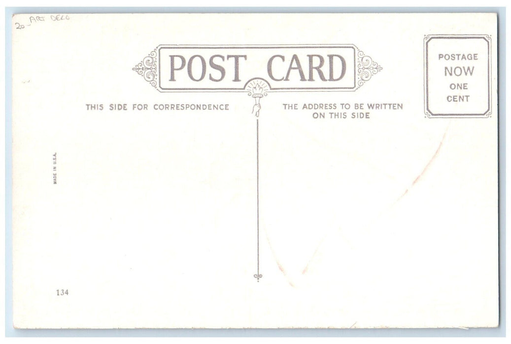 c1910's Christmas Greetings Art Deco House Winter Scene Embossed Postcard