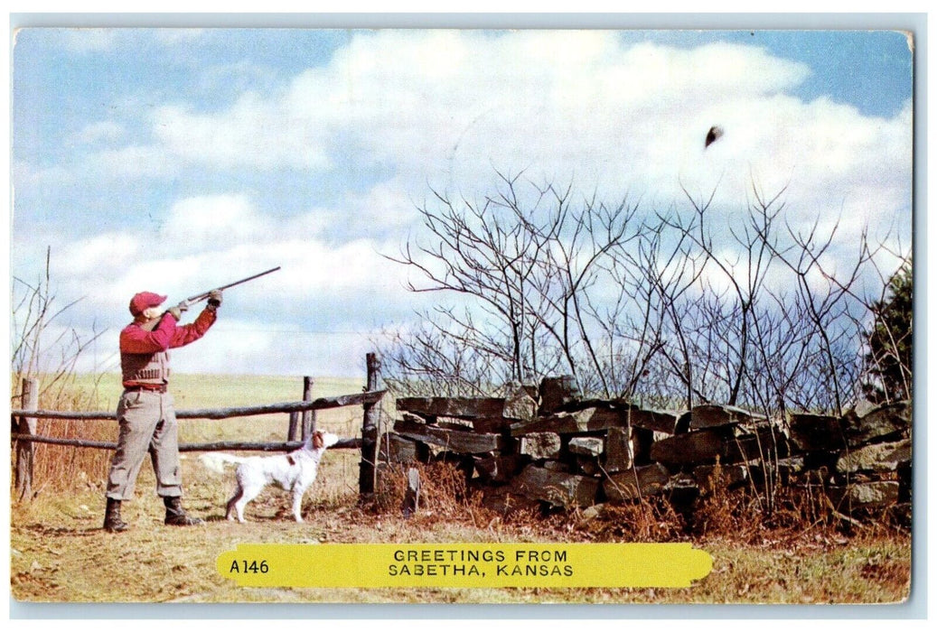 1954 Greetings From Shooting Field Sabetha Kansas Vintage Antique KS Postcard