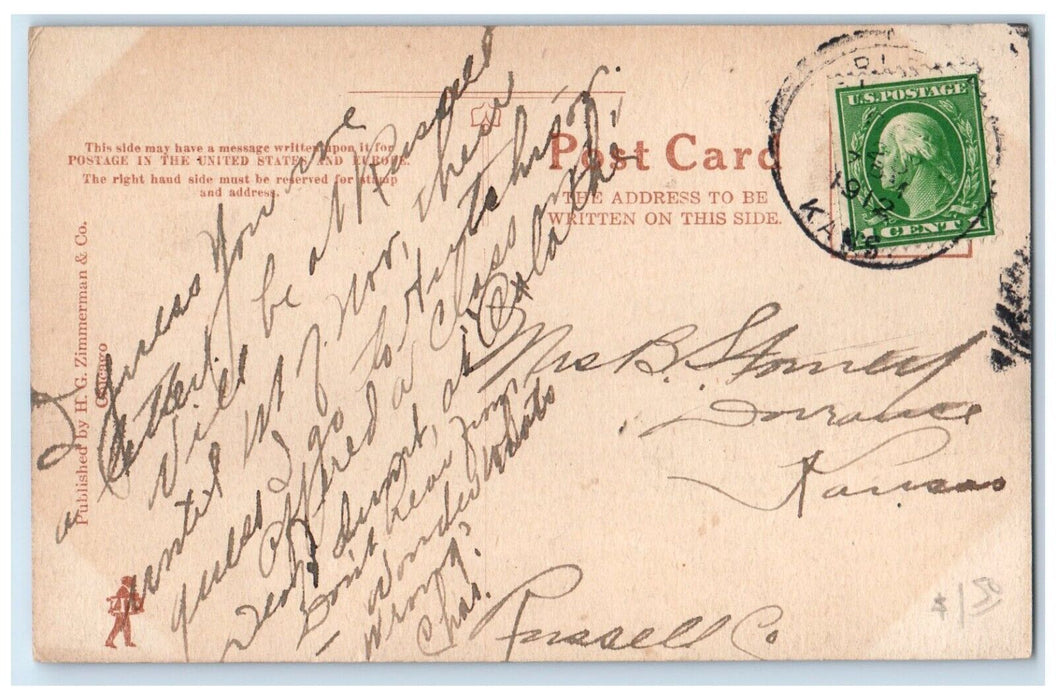 1912 Saline River Bridge River Cliff Russell Kansas KS Antique Vintage Postcard