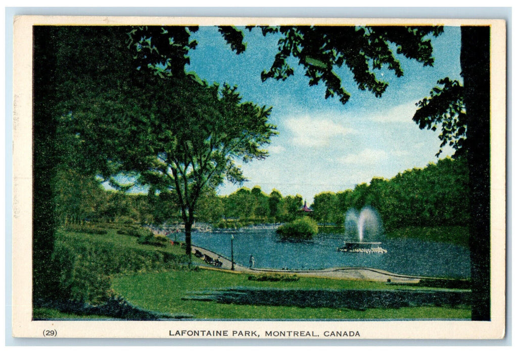 c1940's Lafountain Park Montreal Quebec Canada Fountain View Vintage Postcard