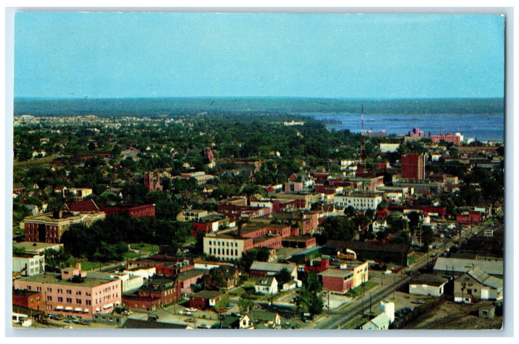 c1950's Aerial View of Downtown Sault Ste. Marie Ontario Canada Postcard