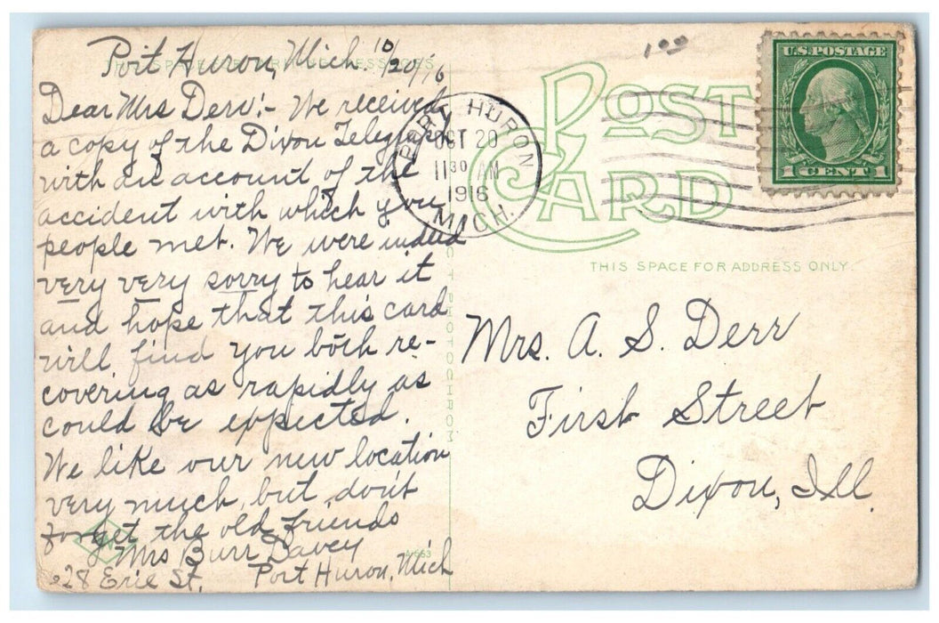 1916 Quiet Spot Black River Ma Sitting Log Boat Port Huron Michigan MI Postcard