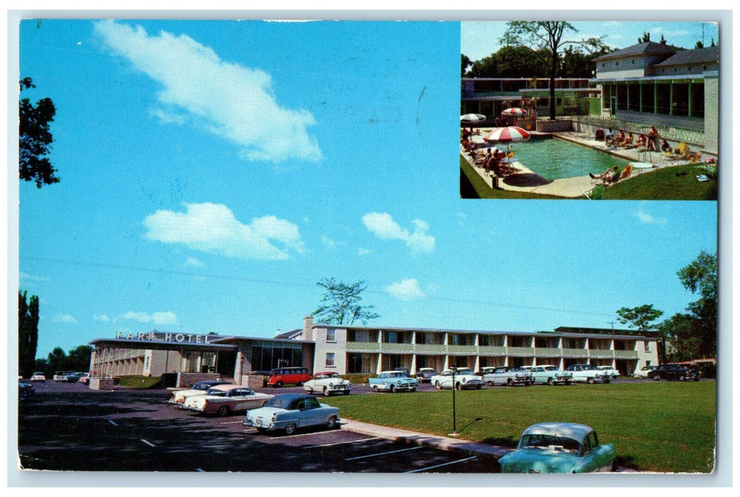 1962 Ultra Modern "Park Hotel" Swimming Pool Niagara Falls Canada Postcard