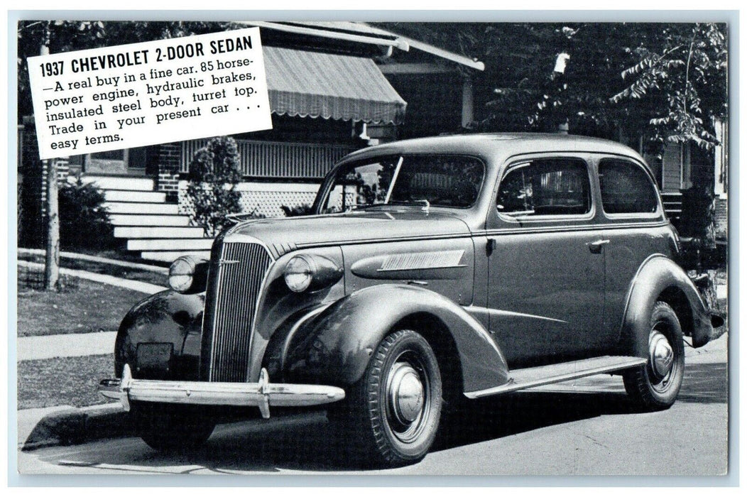 1937 Chevrolet 2 Door Sedan Car Harbidge Motor Co. Keosauqua Iowa IA Postcard