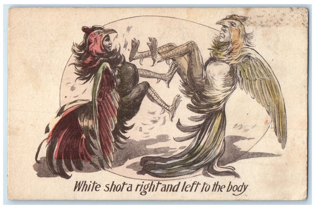 1918 Rooster Cock Fight Minneapolis Minnesota MN Posted Antique Postcard