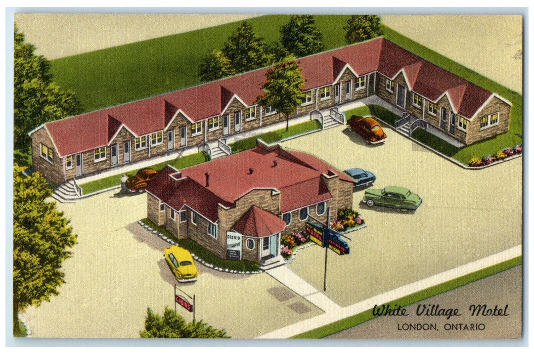 1952 White Village Motel London Ontario Canada Vintage Posted Postcard