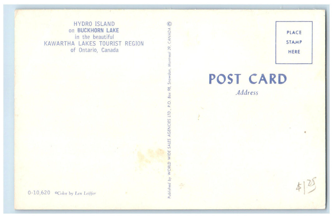 c1950's Hydro Island on Buckhorn Kawartha Lakes Tourist Region Canada Postcard