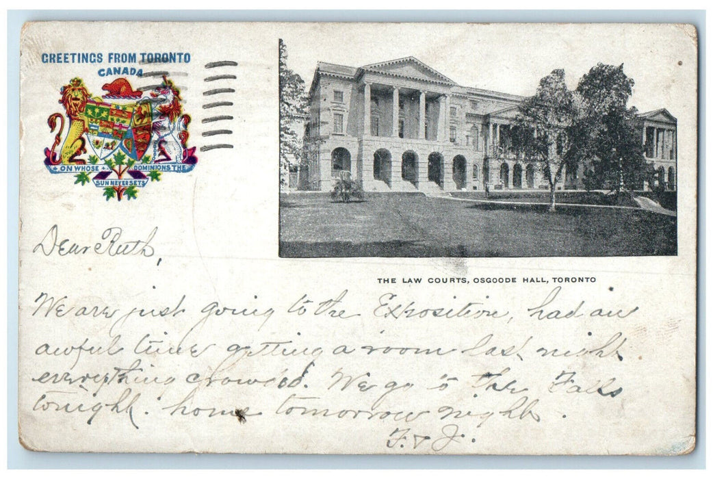 1903 Greetings from Toronto Ontario Canada Law Courts Osgoode Hall Postcard