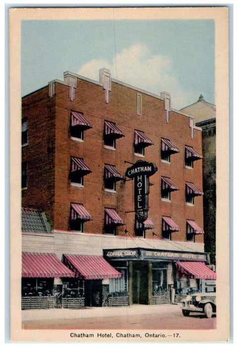 c1940's Chatham Hotel Chatham Ontario Canada Vintage Unposted Postcard