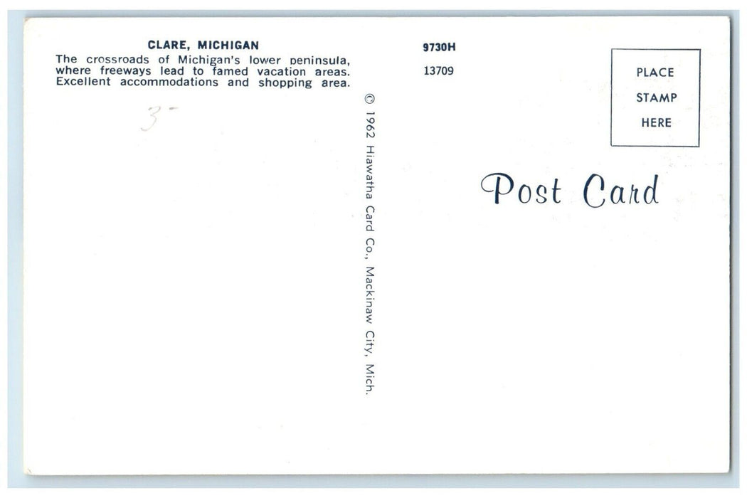 1960 Multi-View Crossroads Michigan Peninsula Clare Michigan MI Vintage Postcard