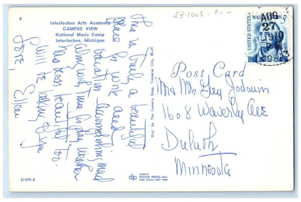 c1960 Interlochen Arts Academy Campus View Interlochen Michigan Vintage Postcard