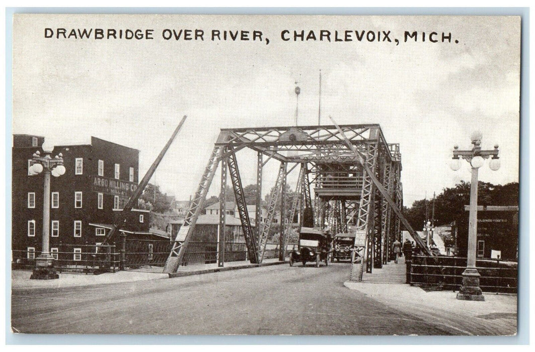 1910 Drawbridge River Charlevoix Michigan Unposted Vo Hammon Publishing Postcard