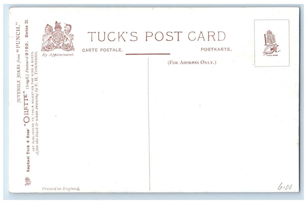 c1910's From Punch The Diplomat Dog Children Oilette Tuck's Antique Postcard