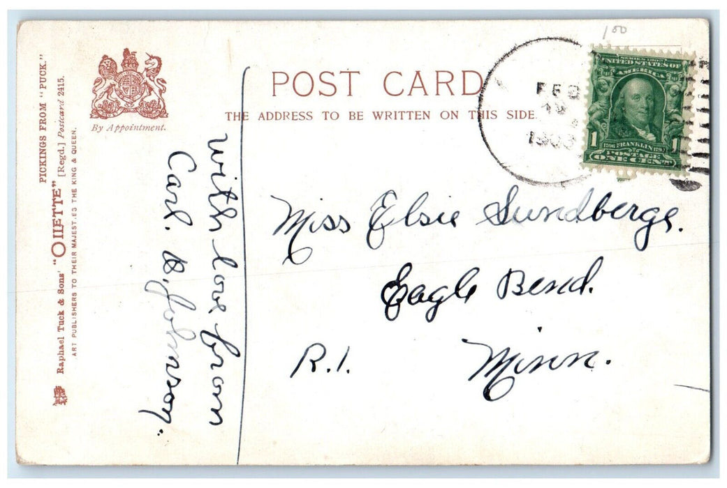 1903 Pickings From Puck In The Midst Of Packing Oilette Tuck's Antique Postcard