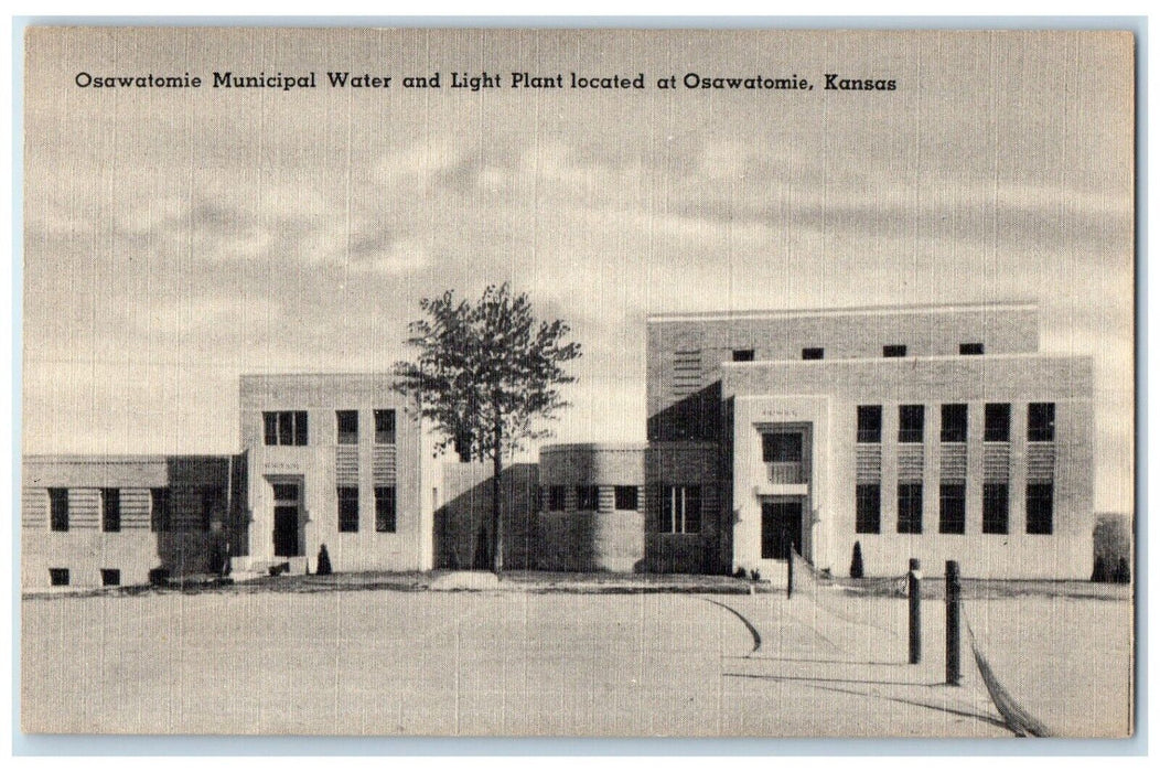 c1940 Osawatomie Municipal Water Light Plant Exterior Osawatomie Kansas Postcard