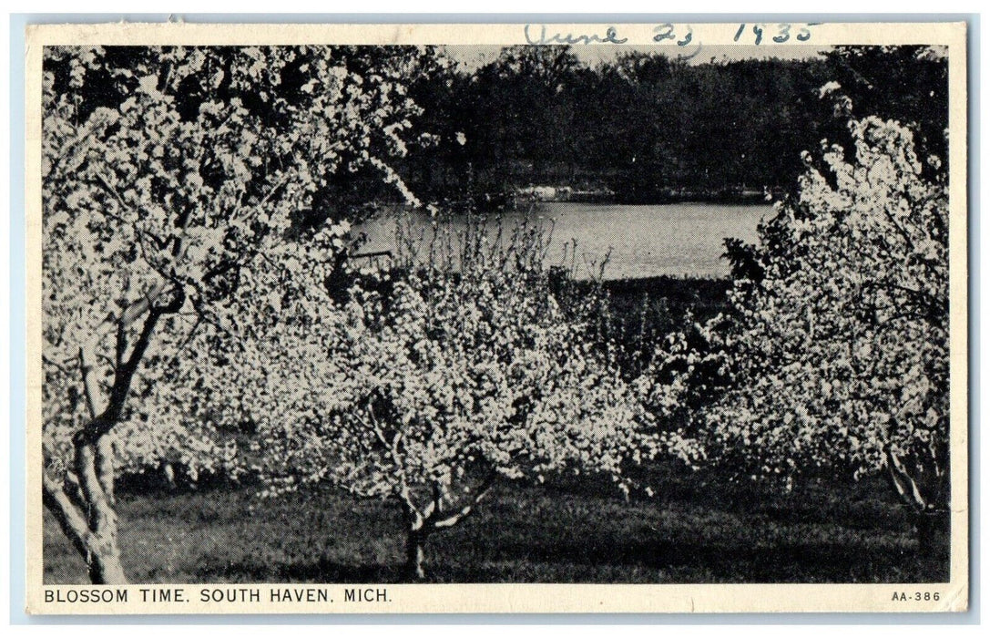 1935 View Of Blossom Time South Haven Michigan MI Posted Vintage Postcard