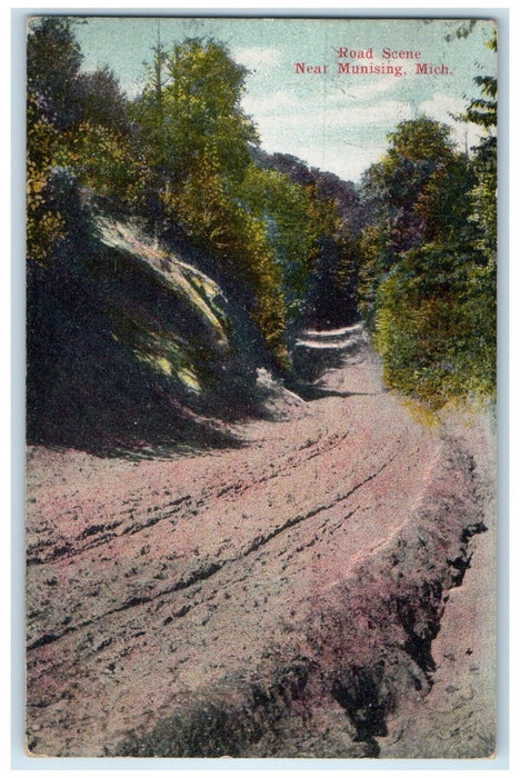 1910 Road Scene Near Munising Michigan MI Posted Antique Postcard