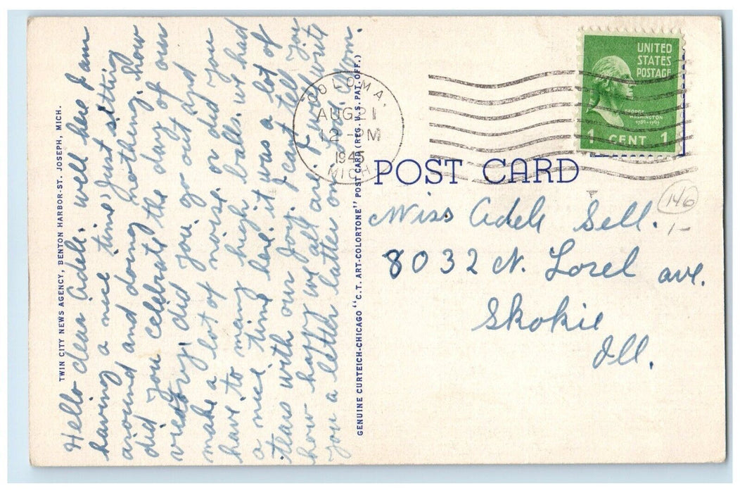 1945 Rocky Gap Bathing Beach Benton Harbor St. Joseph Michigan MI Postcard