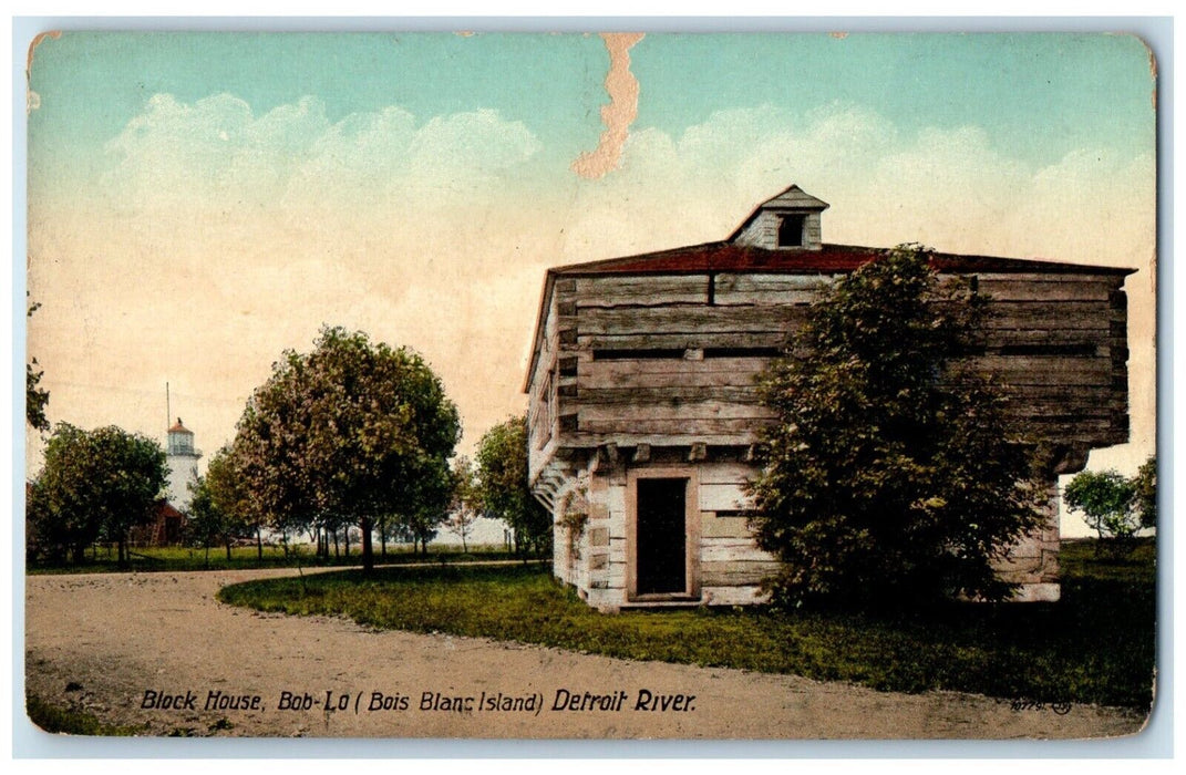 c1910 Block House Bob Lo Bois Blanc Island Detroit Michigan MI Souvenir Postcard