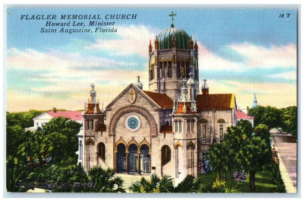 c1940 Flagler Memorial Church Howard Minister Saint Augustine Florida Postcard