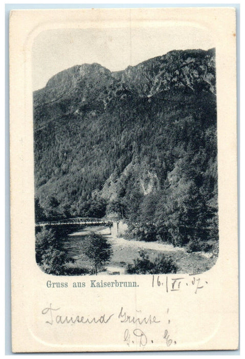 1907 Bridge View Greetings from Kaiserbrunn Austria Antique Postcard