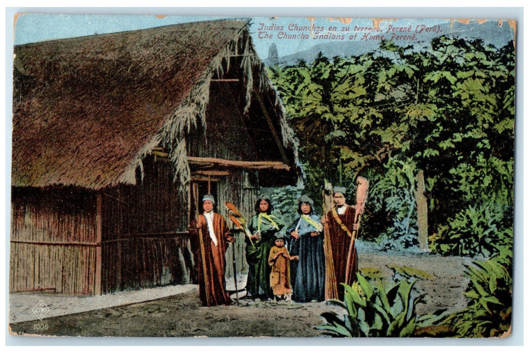 1921 The Chuncho Indians at Home Perene (Peru) Antique Posted Postcard