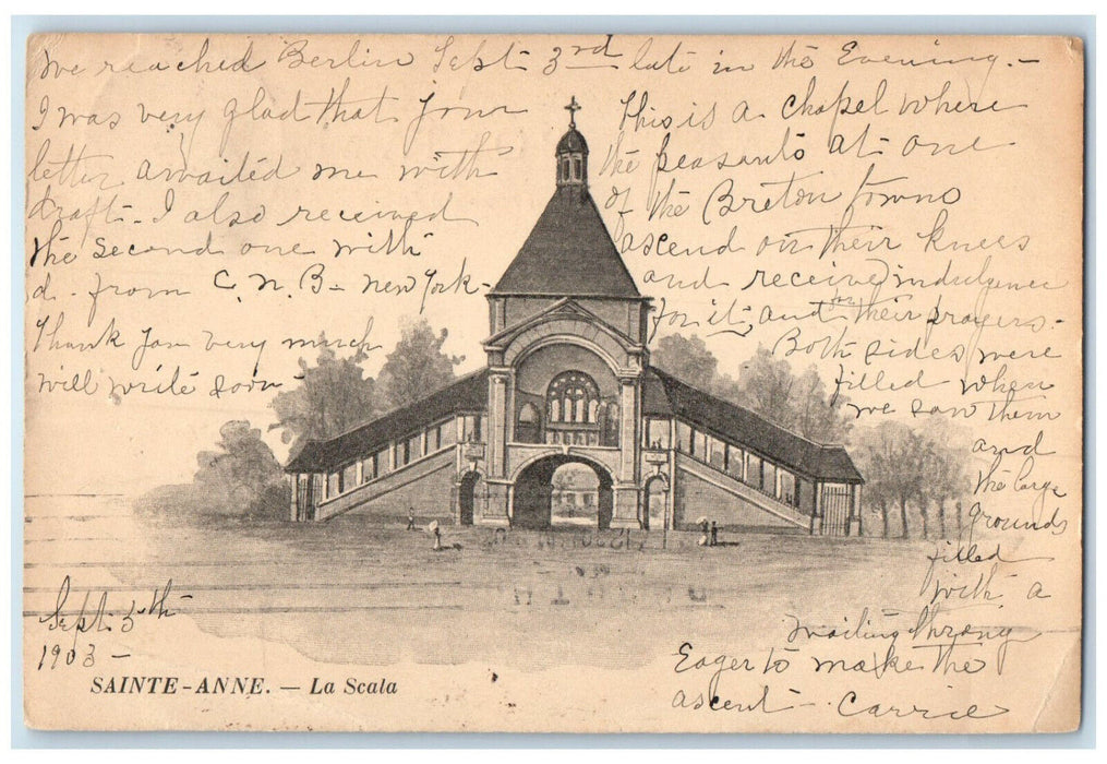 1903 Entrance View of Church Sainte-Anne La Scala Germany Antique Postcard