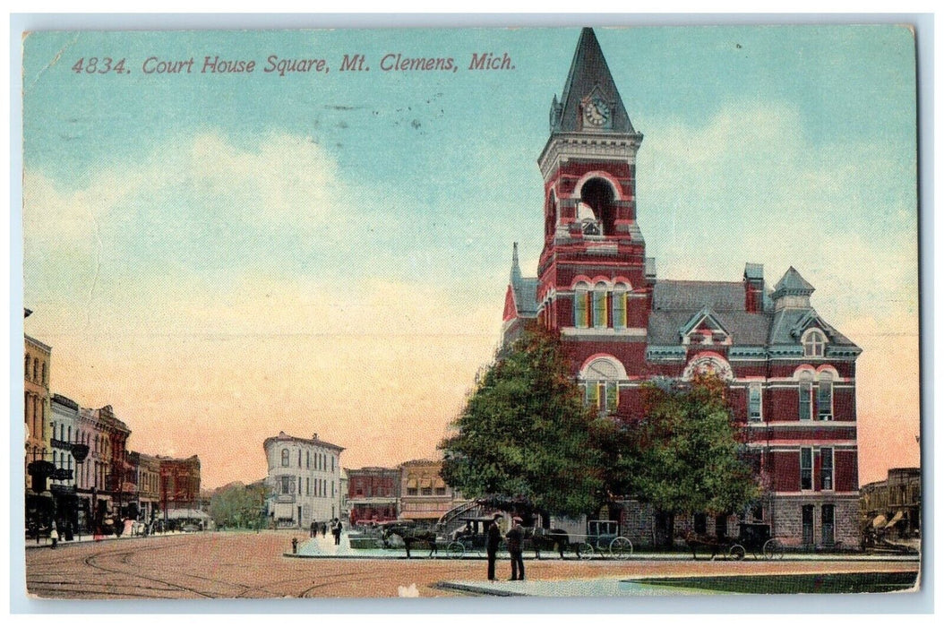 1912 Exterior View Court House Building Square Mt Clemens Michigan MI Postcard