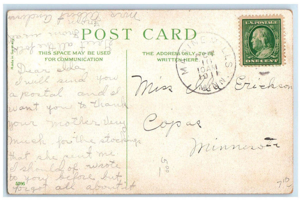 1911 Gustaf V. Konung af Sweden Marine Mills MN Posted Antique Postcard